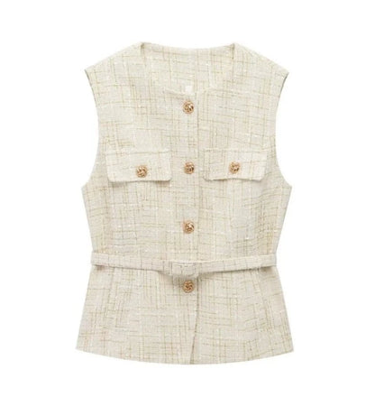 Variant image for Women Vest Beige Cotton | Elegant Socialite-1