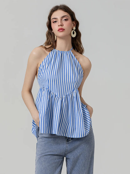 Striped Halter Peplum Top | Esmeralda