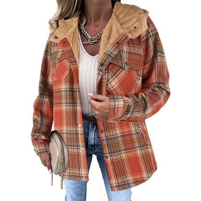 Women Sherpa-Lined Plaid Button Jacket | Hyacinth