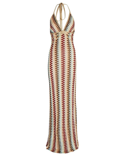 Boho Knit Halter Maxi Dress | Kiara