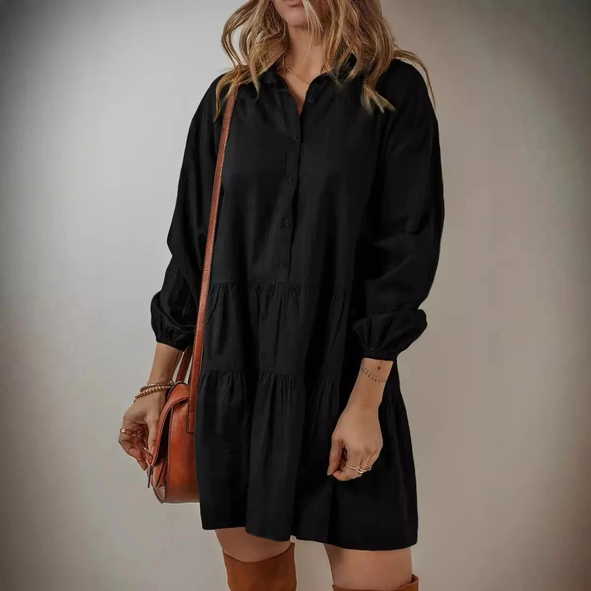 Pleated Shirt Dress | Jolina