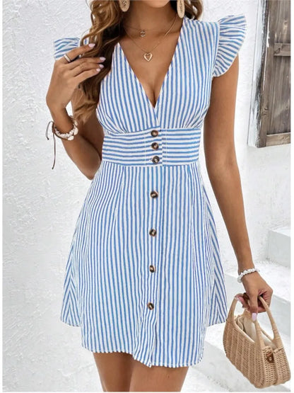 Striped Button-Down Dress | Liliana