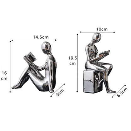 Ceramic Decorative Sculpture Neutral | Elegant Reading Design 6