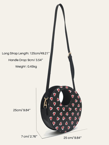 Heart Print Round Bag | Kara