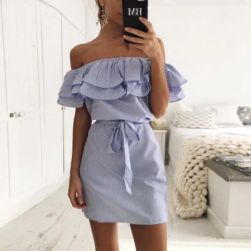 Ruffled Off-Shoulder Mini Dress | Fabiola