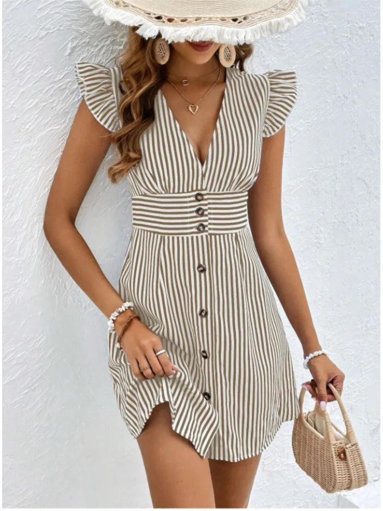 Striped Button-Down Dress | Liliana