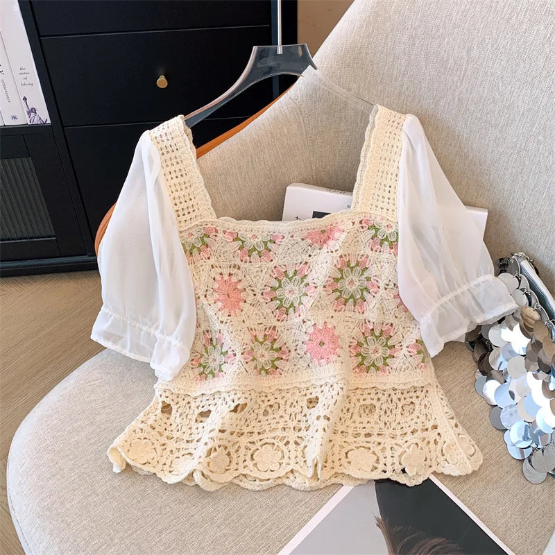 Women Handcrafted Crochet Floral Top | Clara