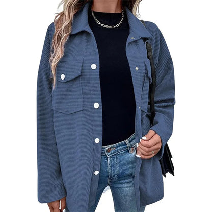 Women Textured Button-Up Overshirt Jacket | Jazleah