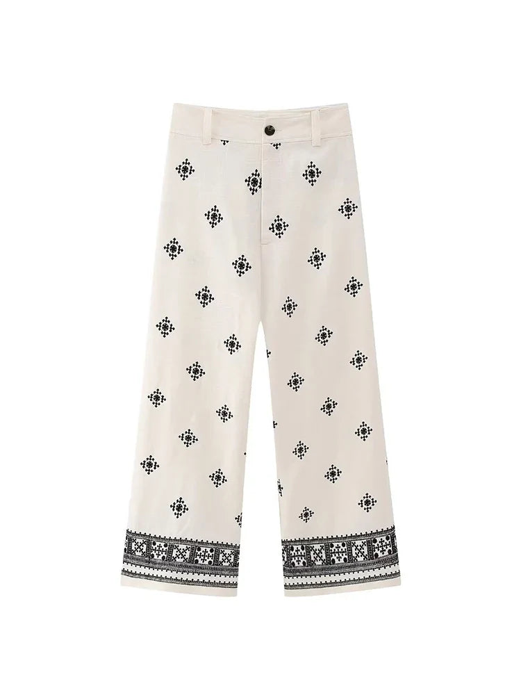 Vintage Boho Linen Pants for Women | Vina