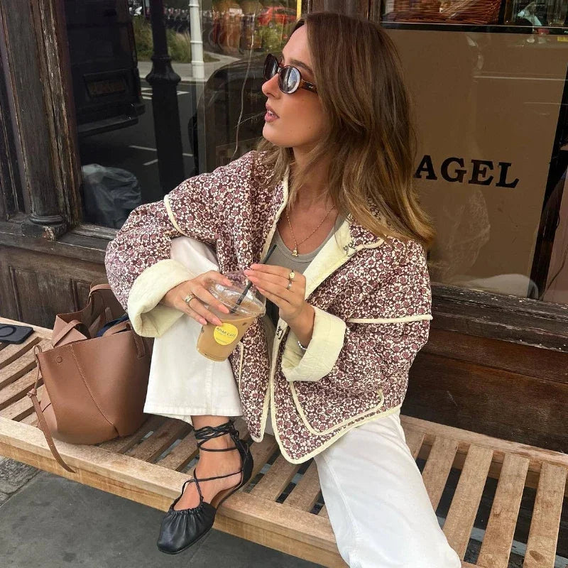 Women Slim Coat Floral Print Polyester | Autumn Chic-2