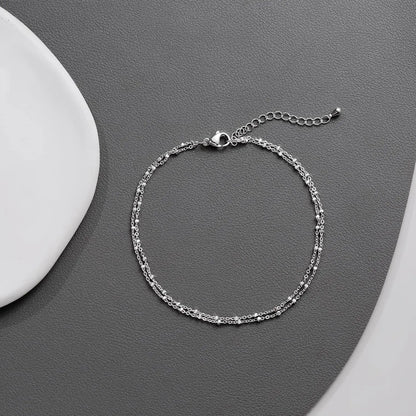Women Silver Double Chain Anklet | Thalia