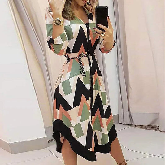 Women Geometric Print Midi Dress | Rianne