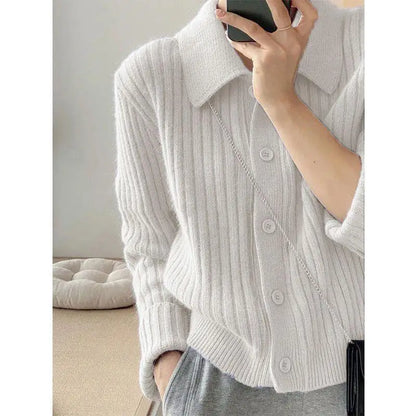 Ribbed Knit Button-Up Cardigan | Ysabel