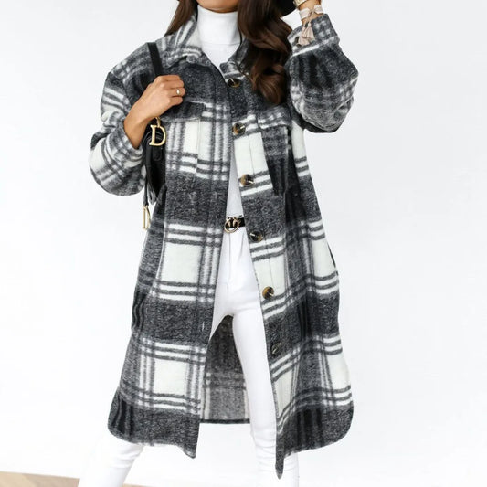 Women Classic Plaid Long Shacket | Briar
