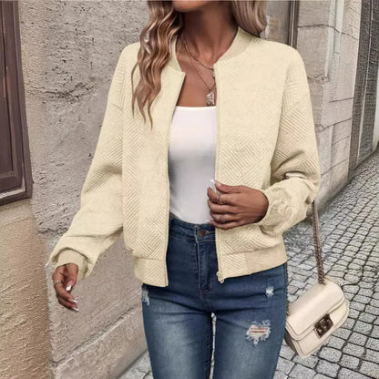 Women Textured Zip-Free Bomber Jacket | Fayana