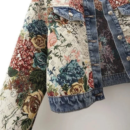 Women Denim Jacket Blue Jacquard | Elegant Style-3