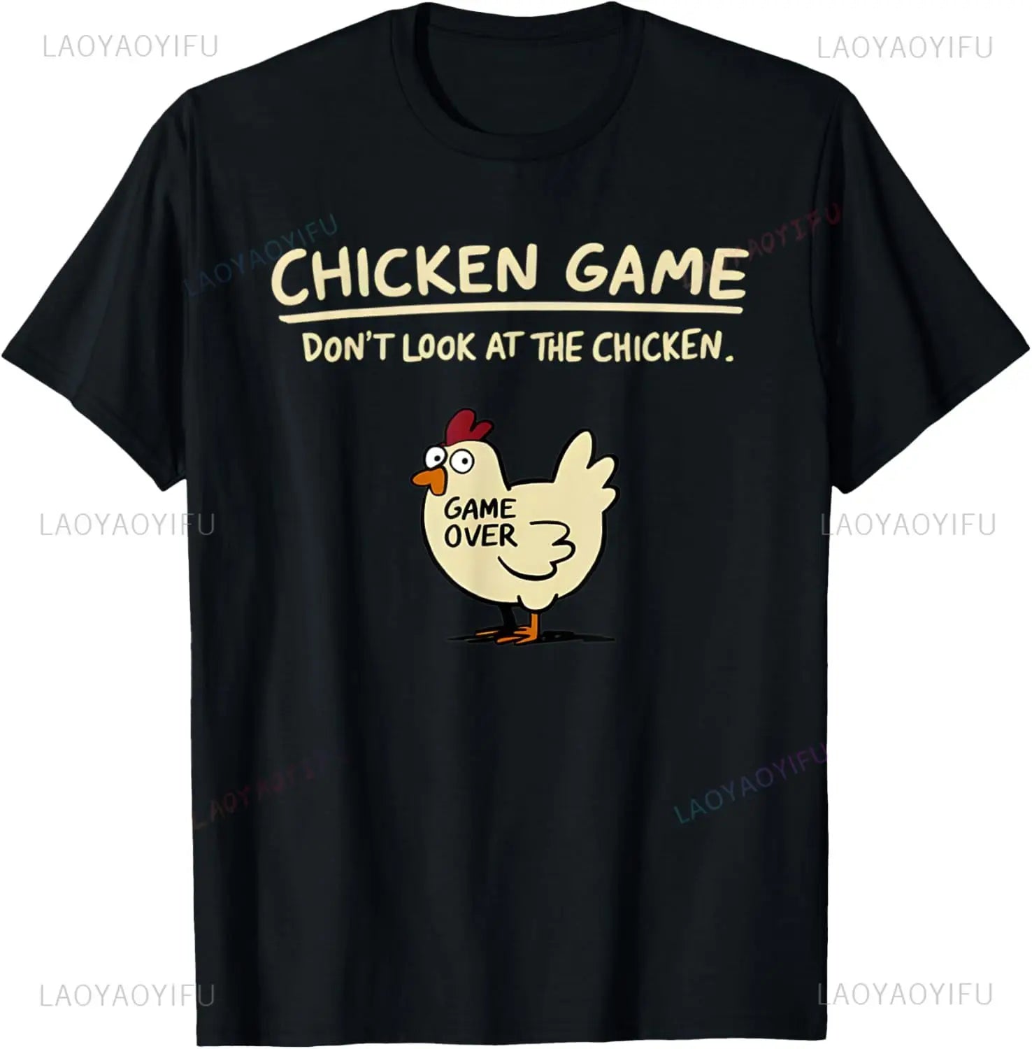Variant image for Men's Graphic T-Shirt Black Cotton | Funny Chicken-5