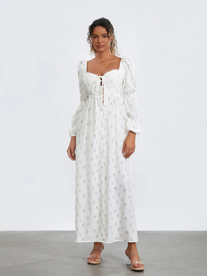 Floral Lace-Up Maxi Dress | Margaux