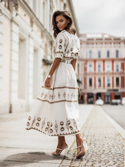 Women Bohemian Print Midi Dress | Teresa