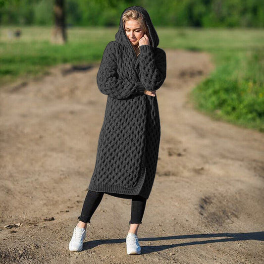 Women Hooded Cable Knit Cardigan | Amirae