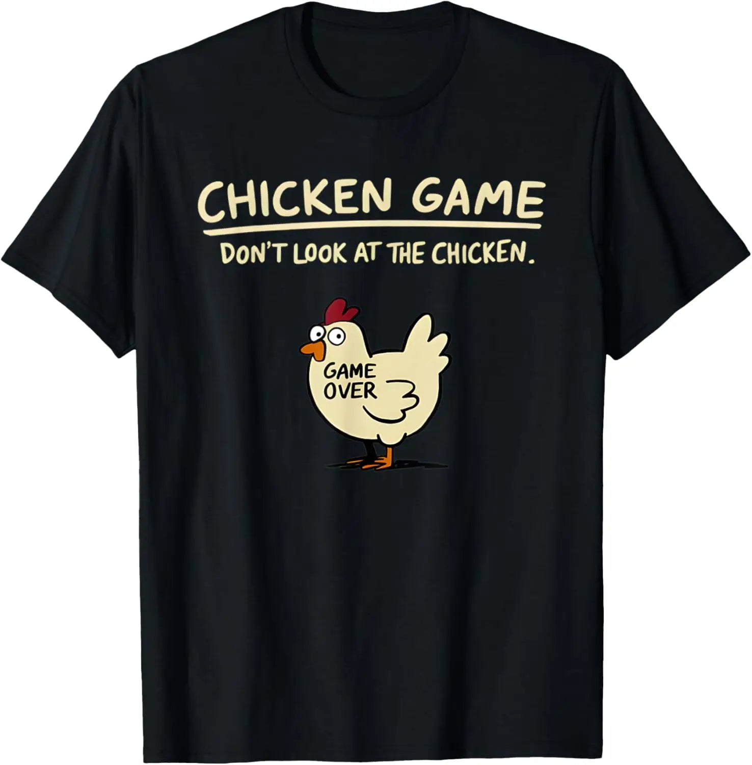 Men's Graphic T-Shirt Black Cotton | Funny Chicken-1