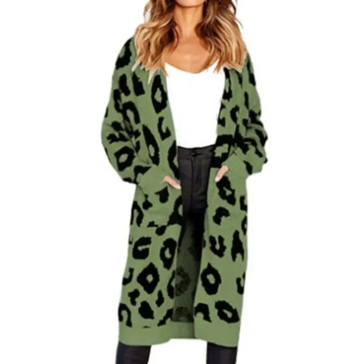 Leopard Knit Open-Front Cardigan | Sofia