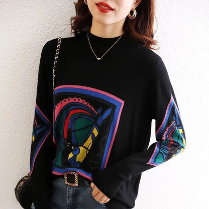 Women Abstract Pattern Knit Sweater | Ruthella
