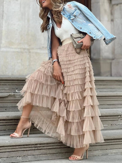 Tiered Tulle Maxi Skirt | Shaira