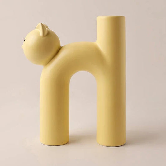 Cat Vase White Ceramic | Elegant Touch 1