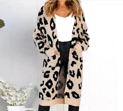 Leopard Knit Open-Front Cardigan | Sofia