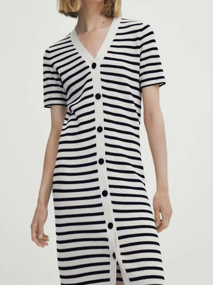 Stripe Button Down Knit Dress | Karina