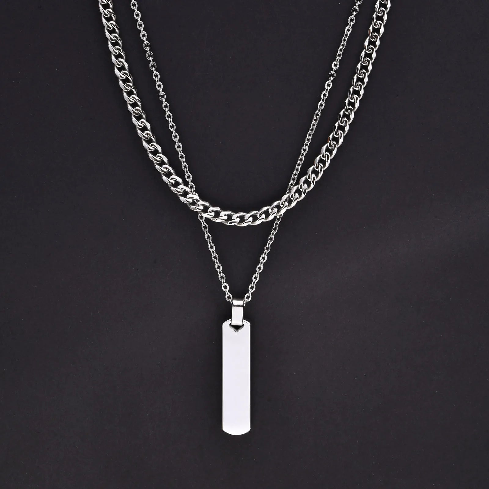 Variant image for Men's Necklace Stainless Steel Geometric Bar | Stylish Gift-3