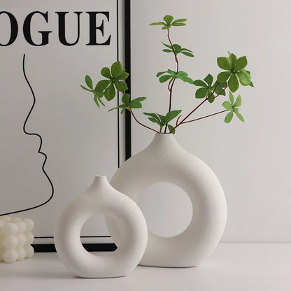 Decorative White Ceramic Vase Minimalist | Elegance 2