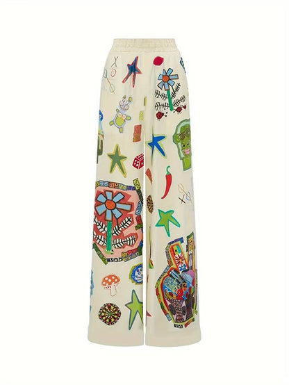 Boho Graphic Print Wide-Leg Pants | Reina