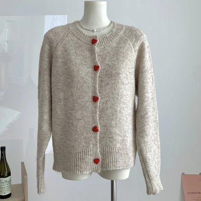 Women Heart Button Knitted Cardigan | Edwina