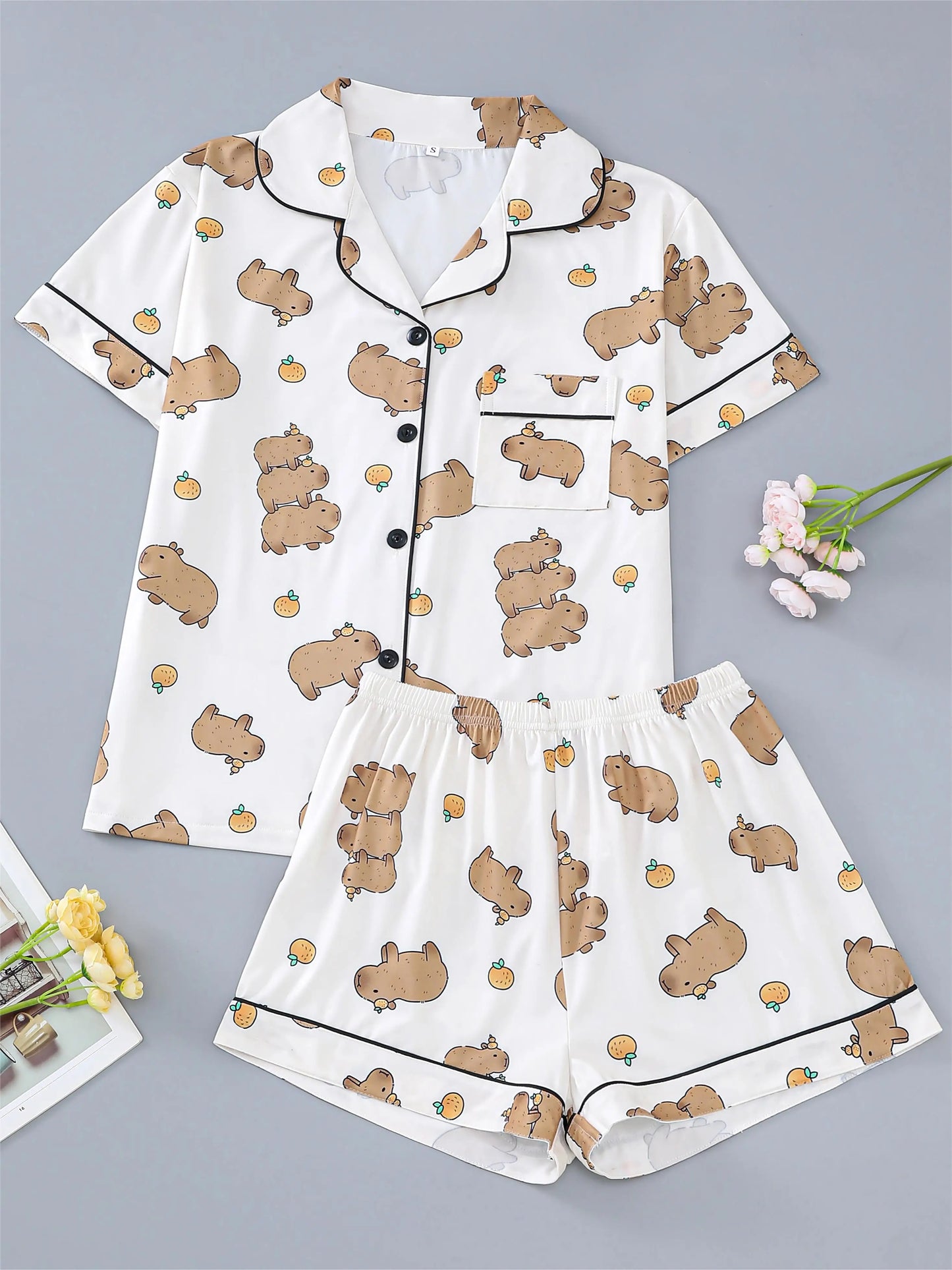 Capybara Print Pajama Set | Izetta