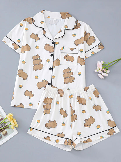 Capybara Print Pajama Set | Izetta