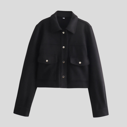 Women Long Sleeve Jacket Black Sustainable Fabric | Mabel-5