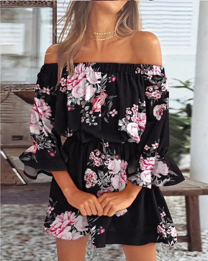 Sexy Off-shoulder Printed Dress | Elsie