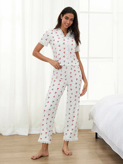 Cherry Print Pajama Set | Hann