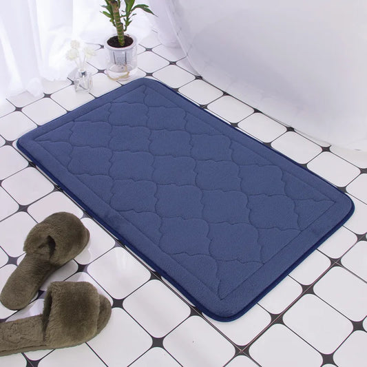 Non-Slip Bath Mat Coral Fleece Memory Foam | Cobblestone 1