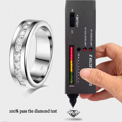 Men's Wedding Band Silver Moissanite | Elegant Design-2