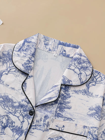 Printed Short Sleeve Pajama Set | Adelphia