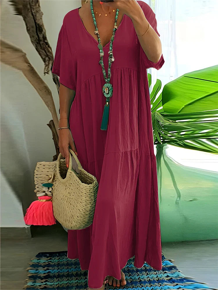 Women Boho V-Neck Relaxed Maxi Dress | Halia