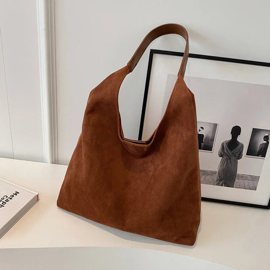 Women Minimalist Suede Tote Bag | Mila