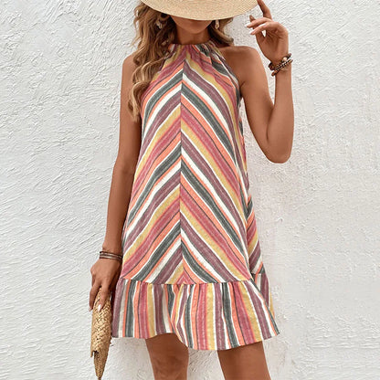 Striped Halter Mini Dress | Leila