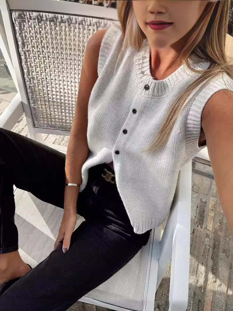 Sleeveless Knit Cardigan | Valeria