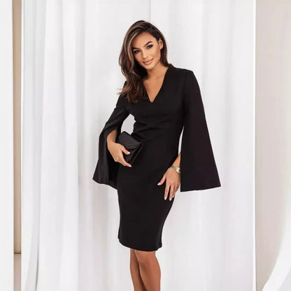 Women Elegant Cape Sleeve Midi Dress | Jeanette