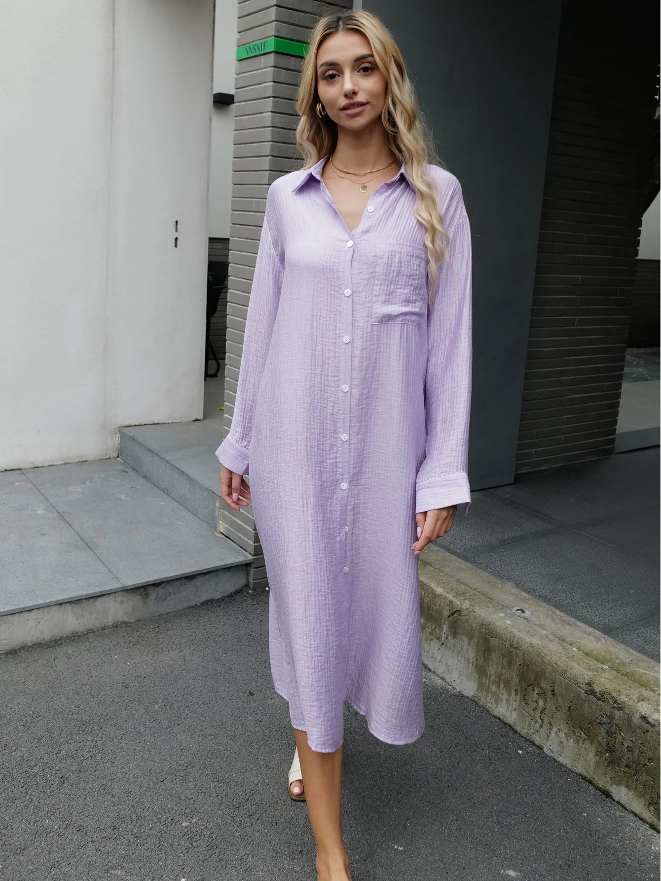 Relaxed Button-Up Shirt Dress | Joella