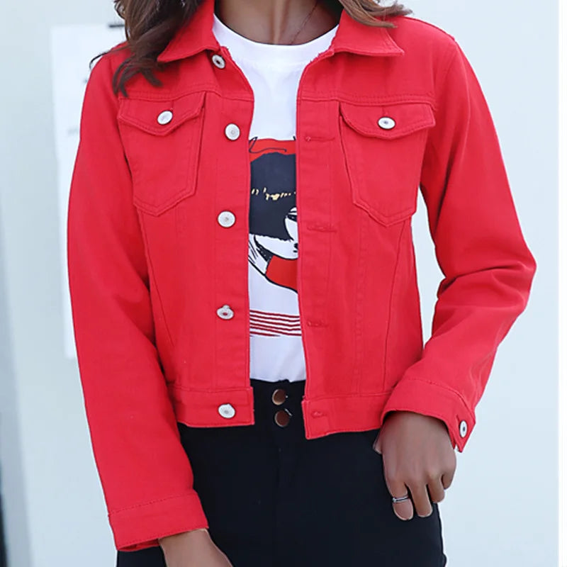 Women Denim Jacket Blue Cotton | Casual Chic-2
